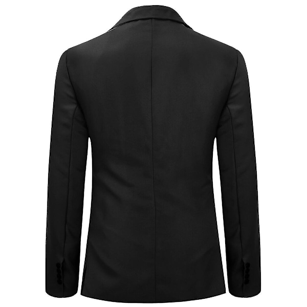 Allthemen Mænds Ensfarvet Slim Fit Business Casual Blazer-WELLNGS Black 3XL