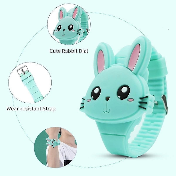Børneur, pigeur digitalt sødt formet LED mode silikone rem muslingeskal design armbåndsur pige - WELLNGS 03-ClassicGreen