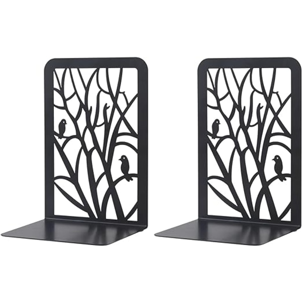 Metall bokstöd (svart), 1 par bokstöd för barn, träd design-WELLNGS