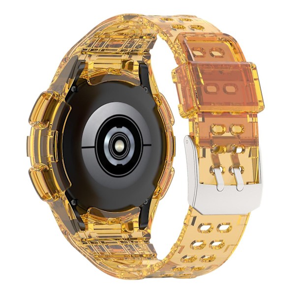 Til Samsung Galaxy Watch4 Classic 46mm Urrem Justerbar Rem med Integreret Etui Orange-WELLNGS Transparent Style I Samsung Galaxy Watch4