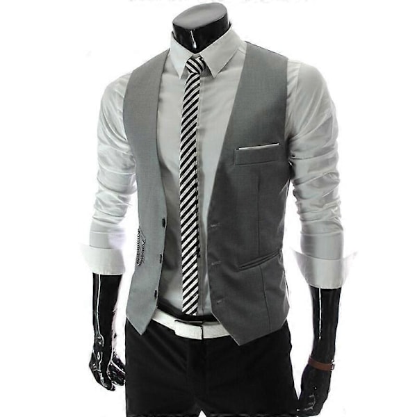 Herre Peaky Blinder Forretningsvest Slim Fit Dress Vest Jakke - WELLNGS Grey XL