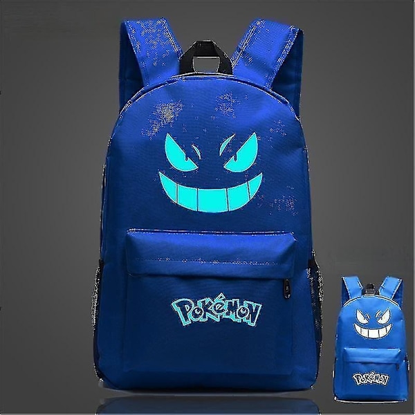 Ny Pokémon Ryggsäck Luminous Skolväska För Pojkar Flickor Studenter Resväska Vattentät Slitstark Mochilas-WELLNGS Navy blue