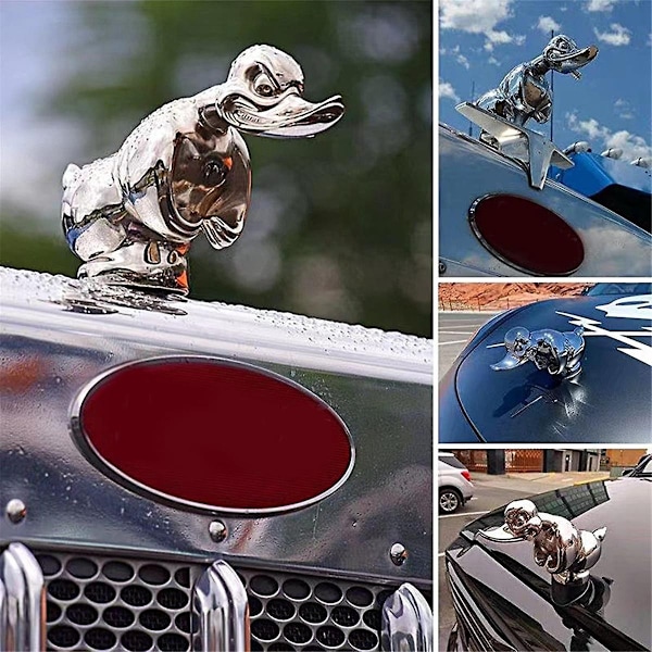 3D-förkromad arg ankhuvudprydnad, Death Proof Duck Black Convoy Duck Hood Ornament Fun Front Hoo-WELLNGS