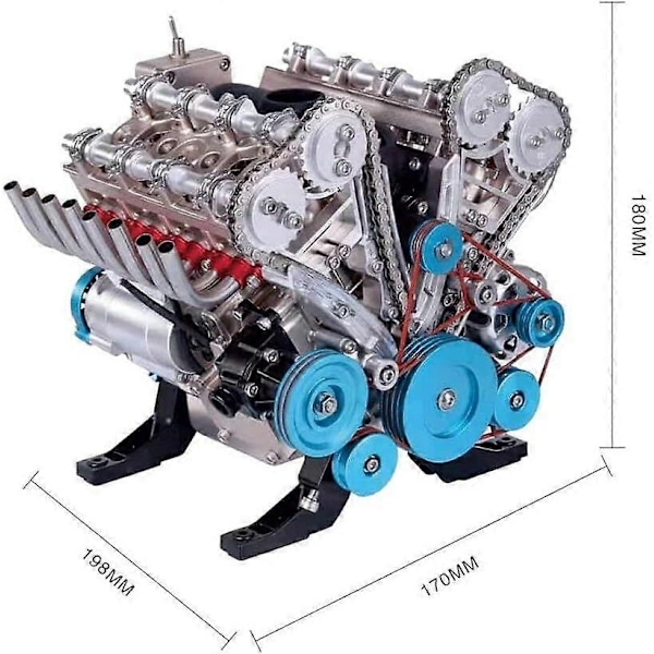 Metall Förbränningsmotor Byggsats, 1:3 V8 8 Cylinder Bilmotor Modellbygge för Teknikentusiaster från Tonåringar-WELLNGS
