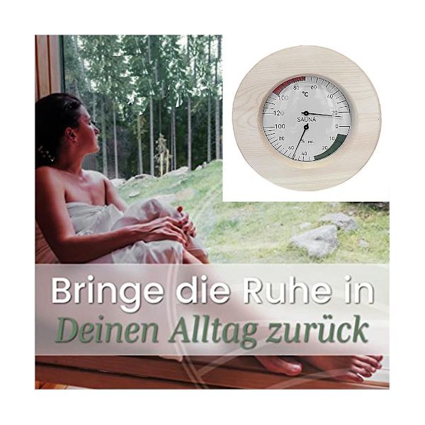 Sauna Termometer Hygrometer Analogt Lavet Af Træ (, El eller .- Ædle Sauna Tilbehør Sæt-WELLNGS