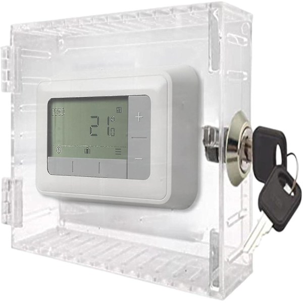 Termostatdeksel, universell termostatlåseboks med lås, klar stor termostatbeskyttelse for termostat på veggen, termostatpanel låsebeskyttelse for hjem, B