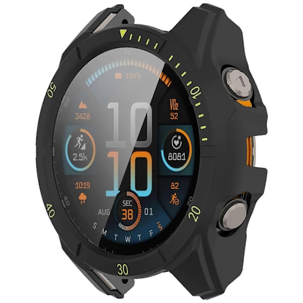 Yhteensopiva Garmin Fenix 8 51mm kellokotelon PC-kehyksen suojuksen kanssa karkaistulla lasikalvolla - WELLNGS Black Green
