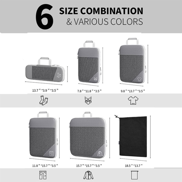 Rejsekompressibel opbevaringstaske opbevaringstaskesæt med skotaske Mesh Synlig bagageopbevaring Efterbehandling opbevaringstaske-WELLNGS 7