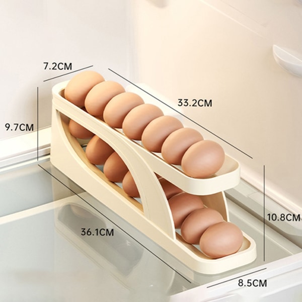 Dubbellagers rullande äggdispenser sparar utrymme Äggförvaringsställ för hemköket-WELLNGS 1PCS
