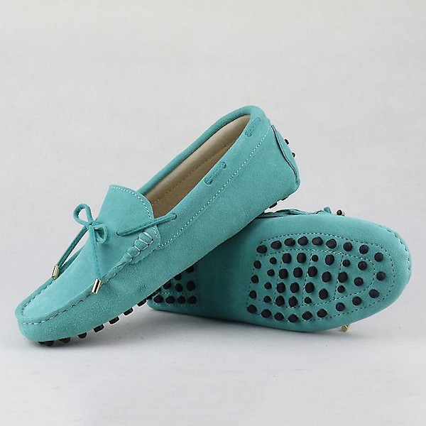 Dame Sko 2023 100% Ekte Lær Dame Flate Sko 13 Farger Casual Loafers Dame Flats Sko Moccasins Dame Kjøresko-WELLNGS Green Lake 6