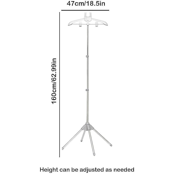 Höyrystin teline - Vaateripustin vaatteiden höyryttämiseen, höyrystin teline vaatteille, taitettava teleskooppinen vaatehöyrystin pidike, kuivausteline kädessä pidettävä teline Black