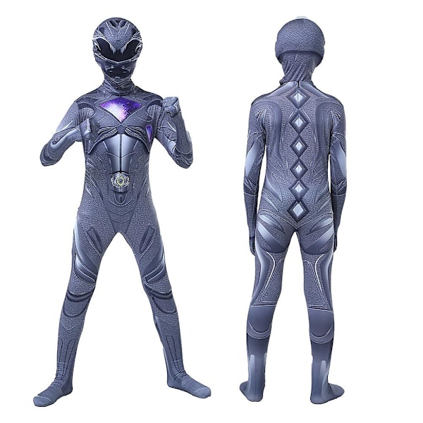 Power Rangers -kokovartaloasu, lasten cosplay-hyppyasu, juhlapuku - WELLNGS Grey Kid 100