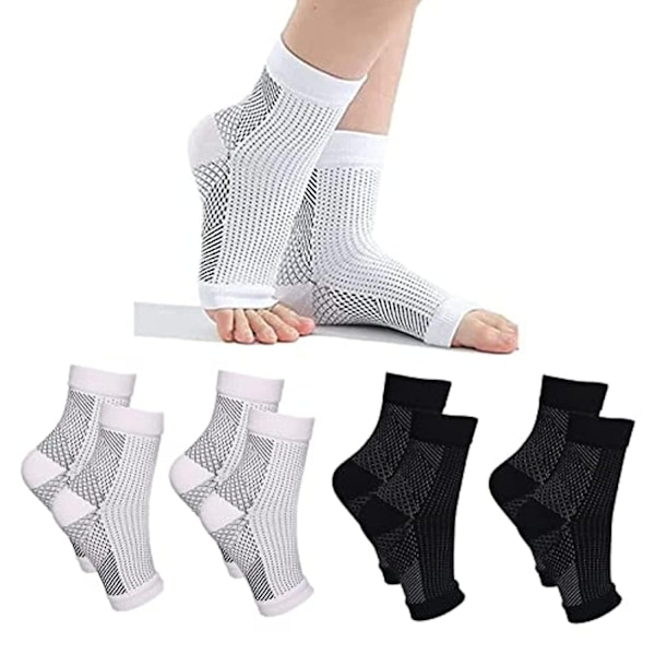 Nevropatiske sokker for kvinner og menn, 4 par lindrende kompresjonssokker, ankelstøtte for plantar fasciitt erme Soothe-WELLNGS L XL