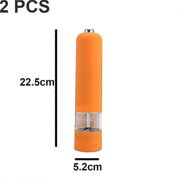 Sähköinen merisuola- ja pippurimyllysetti, paristokäyttöinen, valaistu ja säädettävissä, 2-pakkaus - WELLNGS 2pcs orange