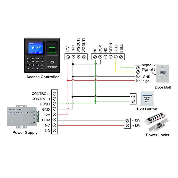 Fingeravtrycksläsare för närvaro + 10 kort, elektronisk tidsklocka med RFID-tangentbord, USB-WELLNGS