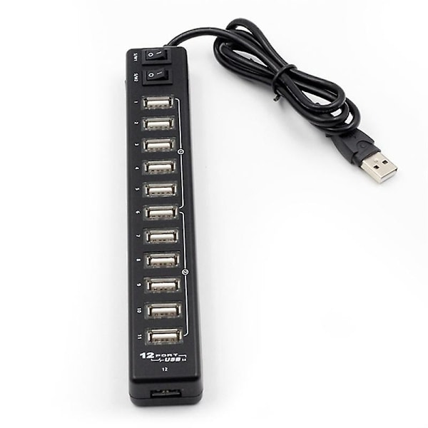 Högkvalitativ USB-hubb 12 portar USB 3.0 Hub Multi USB Splitter Switch Hög hastighet Dataöverföring för La-WELLNGS