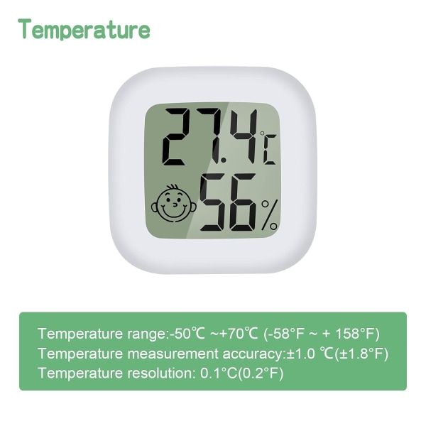 Mini LCD -lämpömittari ja -hygrometrit digitaalinen sisälämpötila ja -kosteus kannettava, korkea tarkkuus -50℃~70℃ 10%~99%RH（3 kpl）