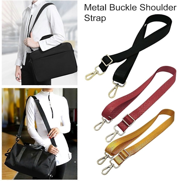 Färgglad Väska Axelrem med Karbinhake Justerbar Breddad Enkel Axel Crossbody Meddelande-WELLNGS Black