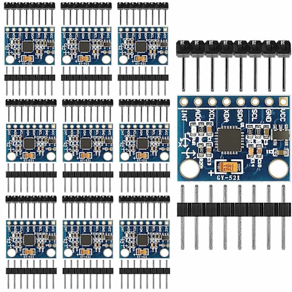 10 stycken -521 MPU-6050 MPU6050 modul, 3-axlig accelerometer 6 DOF gyroskopsensor modulkit 16 B-WELLNGS