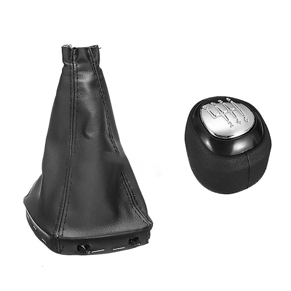 6-växlad växelspaksknopp läder damask startfodral växelspak för SAAB 93 9-3 2003-2012-WELLNGS