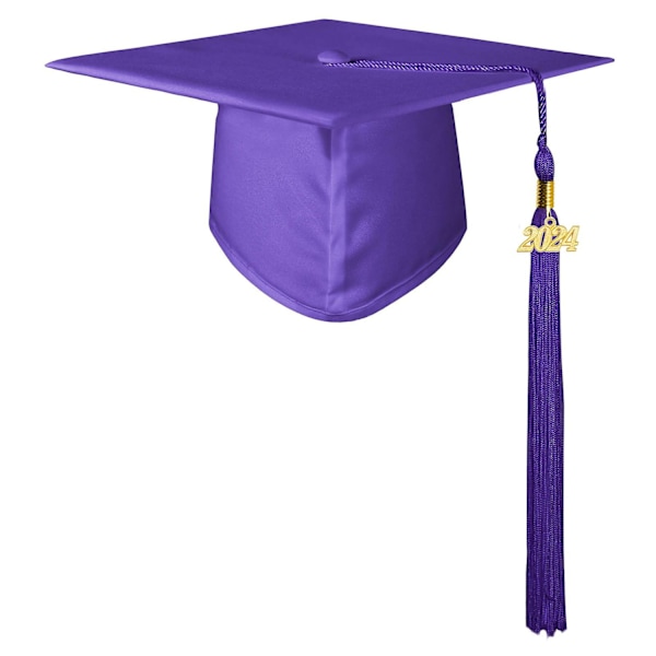 Voksen Gradueringshat med Kvast Ensfarvet Ikke-Falmende Gymnasium Bachelor Gradueringshat Cosplay Rekvisit-WELLNGS Purple