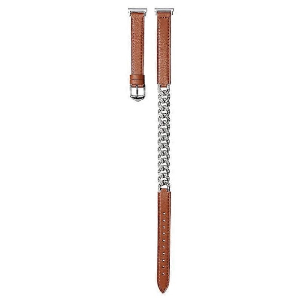 Tyyppi B 22mm Universaali Älykellon Ranneke Bling Strassi Lehmännahka+Ketju Hihnan Vaihto - WELLNGS Style B