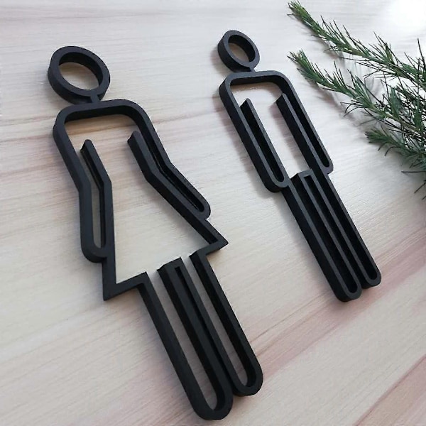 Toalettdörrskylt för hotell, kontor, hem toalettsymbol Badrumsskylt WC Plakett Toalettskylt - WELLNGS black