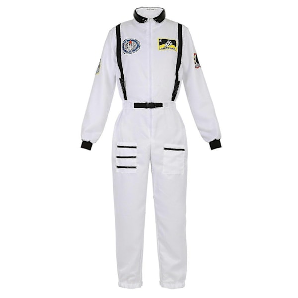 Astronautdräkt Rymddräkt för Vuxna Cosplay Kostymer Dragkedja Halloween Kostym Par Flygoverall Plus Storlek Uniform-WELLNGS White for Women XS