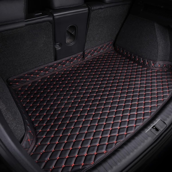 Bagasjeromsmatte med hevede kanter til Land Rover Range Rover Sport 2018-2023, skinnbeskytter for bilens bagasjerom - WELLNGS Black-red