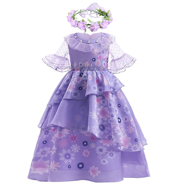 Encanto Isabella Mirabelle Prinsessekjole Børne Halloween Fødselsdagsfest Karnevalsfest Børn Rollespil Kostume D Isabella Outfit-WELLNGS D Isabella sets 150(size 9-10T)