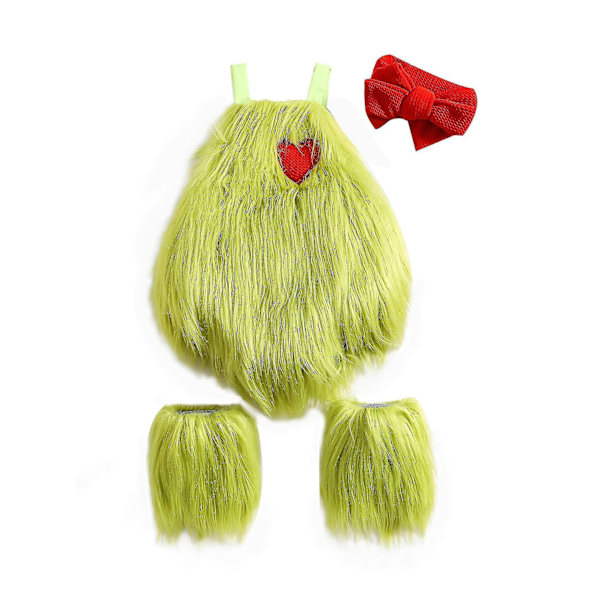 Babyen, der stjal julen Outfit Baby Boys Girls Xmas Grøn Pels Monster Kostume Tøj Sæt-WELLNGS Style 6 6-9 Months