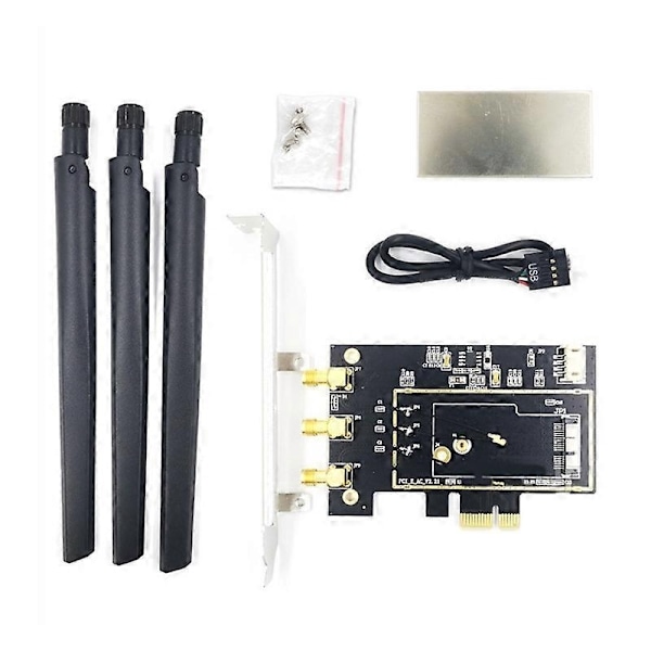 Kompatibel med BCM94360CSAX BCM943602CS BCM94360CS2 PCIE PC Wifi WLAN Kort Adapter Konverter - WELLNGS 3 antenna models