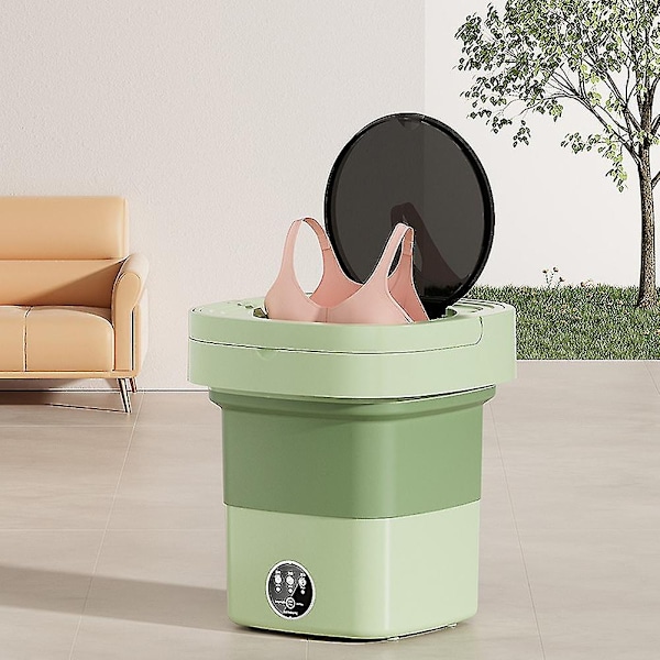 11L Taitettava pesukone linkouskuivaimella, sininen valo sterilointi pyykinpesukone alusvaatteille vauvan vaatteille-WELLNGS Khaki UK Plug