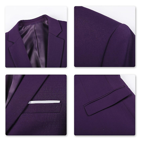 Allthemen Herr Business Blazer Solid Slim Fit Jacka-WELLNGS Purple XS