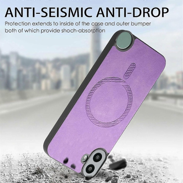 Yhteensopiva Nothing CMF Phone 1 kanssa Nahkainen takakuori Yhteensopiva MagSafe kanssa Ihoa myötäilevä puhelinkuori - Ruskea-WELLNGS Purple