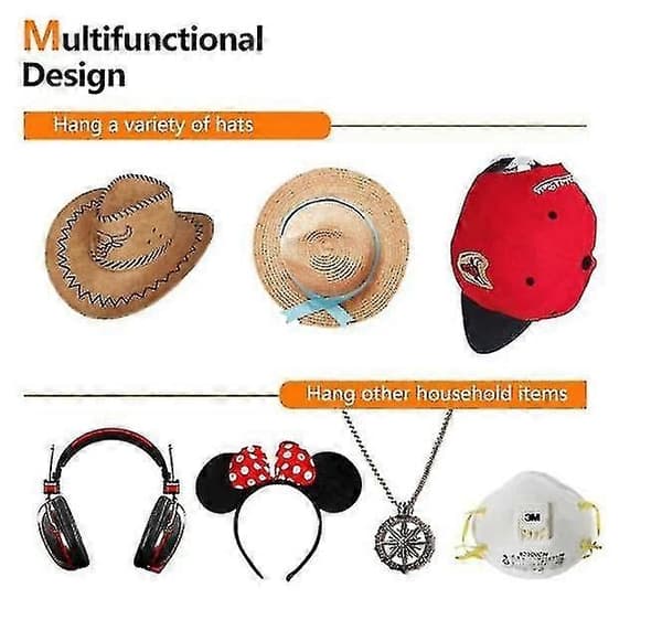 10 Pak Adhesive Hat Hooks til vægmontering uden boring - WELLNGS black