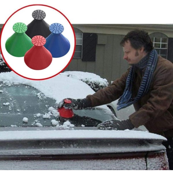 kpl jääkaavin kaavin pyöreä magic kartiomainen jääkaavin lumilapio työkalu auton tuulilasiin (sininen, punainen)-WELLNGS