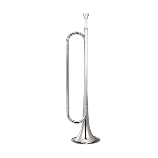 Signalhorn Kavaleritrompet med munnstykke Blåseinstrument Speidertrompet Signalhorn for Kavaleriband Sceneopptreden Nybegynnere Voksne - WELLNGS silver C