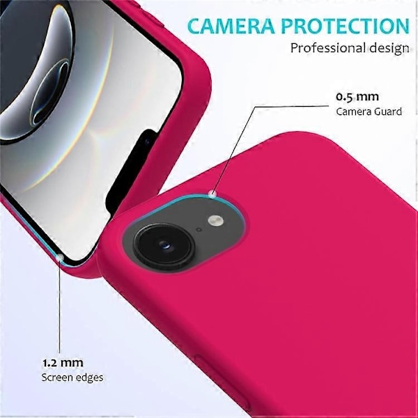 Kompatibelt skal för iPhone 16e, fallsäkert flytande silikon med mjukt foder, baksidesskydd - WELLNGS Pink