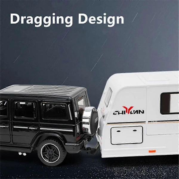 1/32 Trailer RV Kuorma-auton leluautomalli Alloy Diecast Maastoauto Camper äänen ja valon leluautomalli lapsen lelujen kokoelma lahja -WELLNGS Black Bens  G