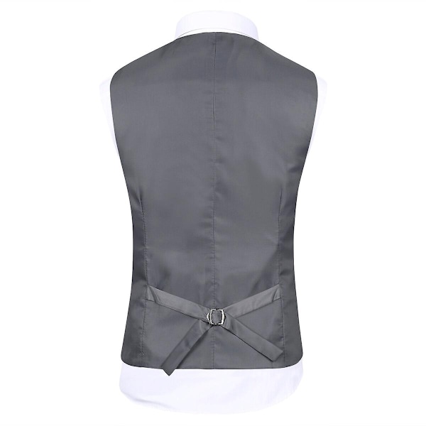 Allthemen Herresæt til Bryllup Fest Middag 3-delt Business Sæt Blazer Vest Bukser 9 Farver-WELLNGS Dark Grey 2XL