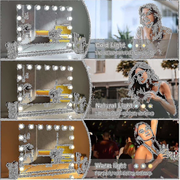 Led Hollywood Makeup Mirror Light Mirror Dimmable Led Bulbs (bare pære) Dd.-WELLNGS 6 lights