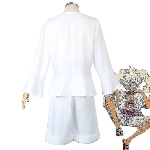 Anime Olkihattu Poika Luffy Cosplay Puku Varuste 5 Nika Luffy Cosplay Vaatteet Kimono Setti Joulu Hal-WELLNGS Clothes 3PCS and Wig XXL