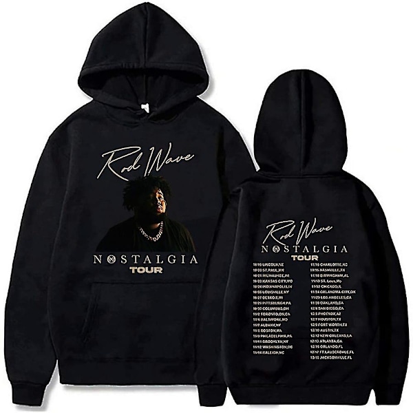 Herre- og damegenser Rod Wave Nostalgia Tour Music 2024 Hoodie High Street Hip Hop hettegenser Jumper Tops Pullovers-WELLNGS 3XL