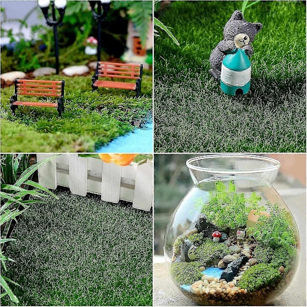 4-paketti Tekokasvi Nurmikko Nukkekoti Miniatyyri Koristeet 15 x 15 cm (Vihreä) - WELLNGS 30CM*30CM