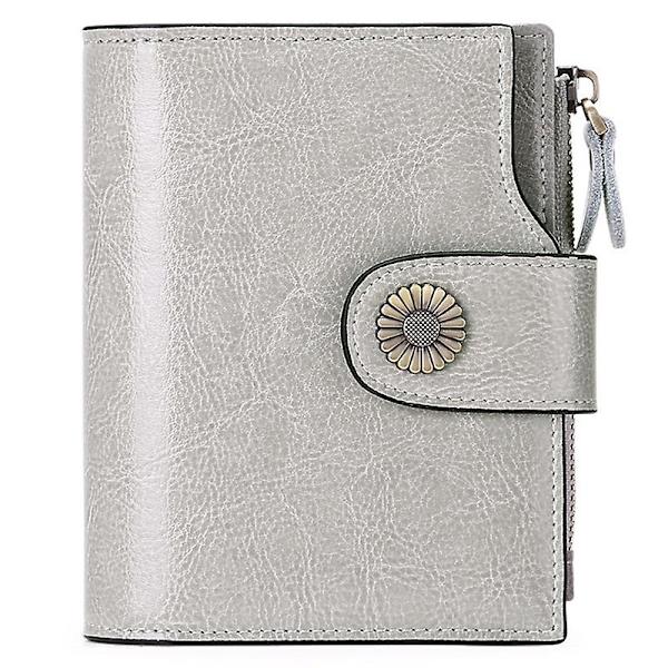 SENDEFN 5206 RFID-blockerande plånbok i läder med flera kortfack - WELLNGS Light grey