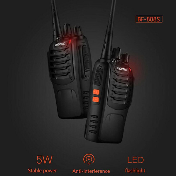 2X Radiopuhelin Bf-888s Kannettava Kaksisuuntainen Radio 5w Uhf 400-470mhz Ladattava - WELLNGS