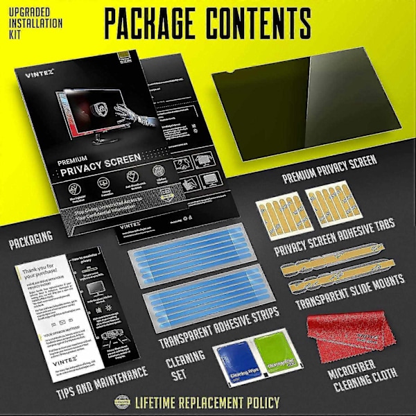 24 tommer Computer Privacy Screen Filter til 16:9 Widescreen Computerskærm - Antirefleks - Anti-ridse Beskyttelsesfilm til Data -WELLNGS