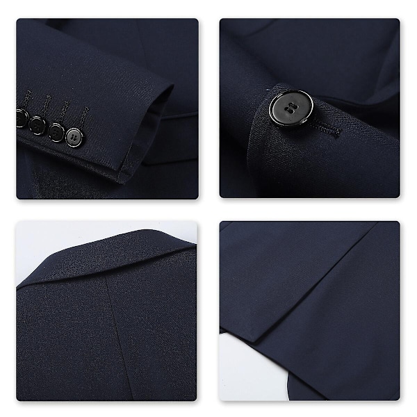 Allthemen Herr Business Blazer Solid Slim Fit Jacka-WELLNGS Navy Blue M