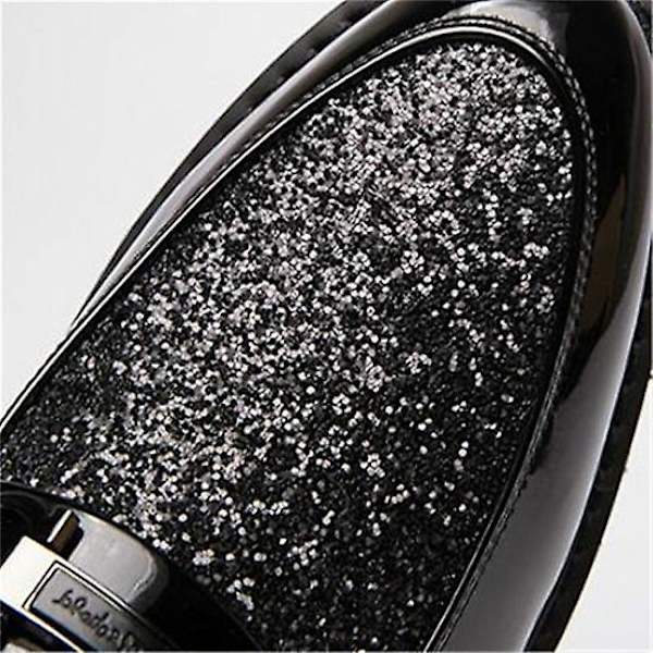 Herre Mode Tykke Bund Spidse Formelle Business Lædersko-WELLNGS Black 42